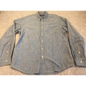 Polo Ralph Lauren Mens Large Classic RL Untucked Fit Indigo Button Down **NWOT